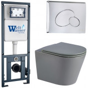 Подвесной унитаз с инсталляцией WeltWasser Marberg 410 / Salzbach 041 MT-GR / MAR 410 RD-CR 10000011113 серый матовый