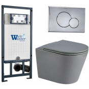 Подвесной унитаз с инсталляцией WeltWasser Marberg 507 / Salzbach 041 MT-GR / MAR 507 RD-CR 10000011120 серый матовый