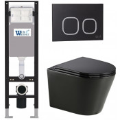 Подвесной унитаз с инсталляцией WeltWasser Amberg 350 / Salzbach 043 GL-BL / Amberg RD-BL 10000013452 черный глянцевый