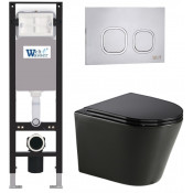 Подвесной унитаз с инсталляцией WeltWasser Amberg 350 / Salzbach 043 GL-BL / Amberg RD-MT CR 10000013454 черный глянцевый