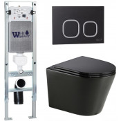 Подвесной унитаз с инсталляцией WeltWasser Amberg 350 ST / Salzbach 043 GL-BL / Amberg RD-BL 10000013457 черный глянцевый