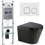 Подвесной унитаз с инсталляцией WeltWasser Amberg 350 ST / Salzbach 043 GL-BL / Amberg RD-WT 10000013460 черный глянцевый