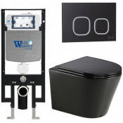 Подвесной унитаз с инсталляцией WeltWasser Amberg 497 / Salzbach 043 GL-BL / Amberg RD-BL 10000013462 черный глянцевый