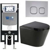 Подвесной унитаз с инсталляцией WeltWasser Amberg 497 / Salzbach 043 GL-BL / Amberg RD-CR 10000013463 черный глянцевый