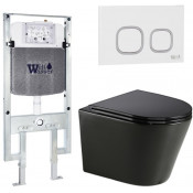 Подвесной унитаз с инсталляцией WeltWasser Amberg 497 ST / Salzbach 043 GL-BL / Amberg RD-WT 10000013470 черный глянцевый