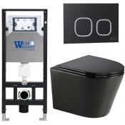 Подвесной унитаз с инсталляцией WeltWasser Amberg 506 / Salzbach 043 GL-BL / Amberg RD-BL 10000013462 черный глянцевый