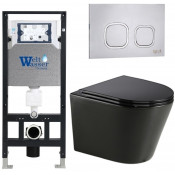 Подвесной унитаз с инсталляцией WeltWasser Amberg 506 / Salzbach 043 GL-BL / Amberg RD-MT CR 10000013474 черный глянцевый