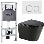 Подвесной унитаз с инсталляцией WeltWasser Amberg 506 ST / Salzbach 043 GL-BL / Amberg RD-WT 10000013480 черный глянцевый