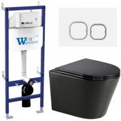 Подвесной унитаз с инсталляцией WeltWasser Bamberg 460 / Salzbach 043 GL-BL / Bamberg WT 10000013484 черный глянцевый