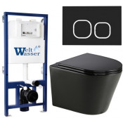 Подвесной унитаз с инсталляцией WeltWasser Bamberg 525 / Salzbach 043 GL-BL / Bamberg BL 10000013486 черный глянцевый