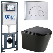Подвесной унитаз с инсталляцией WeltWasser Marberg 410 / Salzbach 043 GL-BL / MAR 410 RD-CR 10000013494 черный глянцевый