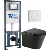 Подвесной унитаз с инсталляцией WeltWasser Marberg 410 / Salzbach 043 GL-BL / MAR 410 RD GL-WT 10000013495 черный глянцевый