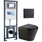 Подвесной унитаз с инсталляцией WeltWasser Marberg 410 / Salzbach 043 GL-BL / MAR 410 RD MT-BL 10000013496 черный глянцевый