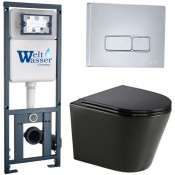Подвесной унитаз с инсталляцией WeltWasser Marberg 410 / Salzbach 043 GL-BL / MAR 410 SE CR 10000013497 черный глянцевый