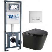 Подвесной унитаз с инсталляцией WeltWasser Marberg 410 / Salzbach 043 GL-BL / MAR 410 SE GL-WT 10000013498 черный глянцевый