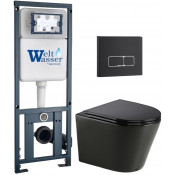 Подвесной унитаз с инсталляцией WeltWasser Marberg 410 / Salzbach 043 GL-BL / MAR 410 SE MT-BL 10000013499 черный глянцевый