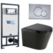 Подвесной унитаз с инсталляцией WeltWasser Marberg 507 / Salzbach 043 GL-BL / MAR 507 RD-CR 10000013501 черный глянцевый