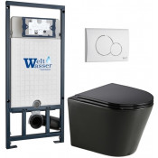 Подвесной унитаз с инсталляцией WeltWasser Marberg 507 / Salzbach 043 GL-BL / MAR 507 RD GL-WT 10000013502 черный глянцевый