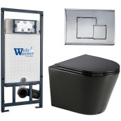 Подвесной унитаз с инсталляцией WeltWasser Marberg 507 / Salzbach 043 GL-BL / MAR 507 SE CR 10000013504 черный глянцевый