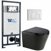 Подвесной унитаз с инсталляцией WeltWasser Marberg 507 / Salzbach 043 GL-BL / MAR 507 SE GL-WT 10000013505 черный глянцевый