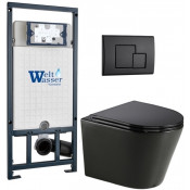 Подвесной унитаз с инсталляцией WeltWasser Marberg 507 / Salzbach 043 GL-BL / MAR 507 SE MT-BL 10000013506 черный глянцевый