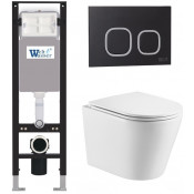 Подвесной унитаз с инсталляцией WeltWasser Amberg 350 / Salzbach 043 GL-WT / Amberg RD-BL 10000012424 белый глянцевый
