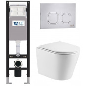 Подвесной унитаз с инсталляцией WeltWasser Amberg 350 / Salzbach 043 GL-WT / Amberg RD-MT CR 10000012426 белый глянцевый