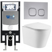 Подвесной унитаз с инсталляцией WeltWasser Amberg 497 / Salzbach 043 GL-WT / Amberg RD-CR 10000011490 белый глянцевый