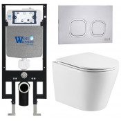Подвесной унитаз с инсталляцией WeltWasser Amberg 497 / Salzbach 043 GL-WT / Amberg RD-MT CR 10000011491 белый глянцевый