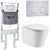 Подвесной унитаз с инсталляцией WeltWasser Amberg 497 ST / Salzbach 043 GL-WT / Amberg RD-MT CR 10000011496 белый глянцевый