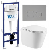 Подвесной унитаз с инсталляцией WeltWasser Bamberg 460 / Salzbach 043 GL-WT / Bamberg CR 10000012932 белый глянцевый
