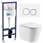 Подвесной унитаз с инсталляцией WeltWasser Bamberg 460 / Salzbach 043 GL-WT / Bamberg WT 10000012933 белый глянцевый