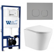 Подвесной унитаз с инсталляцией WeltWasser Bamberg 525 / Salzbach 043 GL-WT / Bamberg CR 10000012935 белый глянцевый
