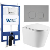 Подвесной унитаз с инсталляцией WeltWasser Bamberg 545 / Salzbach 043 GL-WT / Bamberg CR 10000012938 белый глянцевый