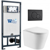 Подвесной унитаз с инсталляцией WeltWasser Marberg 507 / Salzbach 043 GL-WT / MAR 507 RD MT-BL 10000011516 белый глянцевый