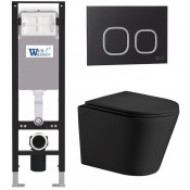 Подвесной унитаз с инсталляцией WeltWasser Amberg 350 / Salzbach 043 MT-BL / Amberg RD-BL 10000012784 черный матовый
