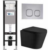 Подвесной унитаз с инсталляцией WeltWasser Amberg 350 / Salzbach 043 MT-BL / Amberg RD-CR 10000012783 черный матовый