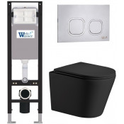 Подвесной унитаз с инсталляцией WeltWasser Amberg 350 / Salzbach 043 MT-BL / Amberg RD-MT CR 10000012782 черный матовый