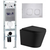 Подвесной унитаз с инсталляцией WeltWasser Amberg 350 ST / Salzbach 043 MT-BL / Amberg RD-MT CR 10000011524 черный матовый