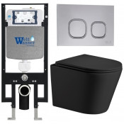 Подвесной унитаз с инсталляцией WeltWasser Amberg 497 / Salzbach 043 MT-BL / Amberg RD-CR 10000011528 черный матовый