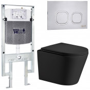Подвесной унитаз с инсталляцией WeltWasser Amberg 497 ST / Salzbach 043 MT-BL / Amberg RD-MT CR 10000011534 черный матовый