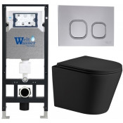 Подвесной унитаз с инсталляцией WeltWasser Amberg 506 / Salzbach 043 MT-BL / Amberg RD-CR 10000011538 черный матовый