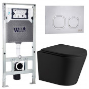 Подвесной унитаз с инсталляцией WeltWasser Amberg 506 ST / Salzbach 043 MT-BL / Amberg RD-MT CR 10000011544 черный матовый