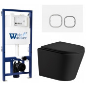 Подвесной унитаз с инсталляцией WeltWasser Bamberg 525 / Salzbach 043 MT-BL / Bamberg WT 10000012946 черный матовый
