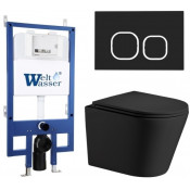 Подвесной унитаз с инсталляцией WeltWasser Bamberg 545 / Salzbach 043 MT-BL / Bamberg BL 10000012947 черный матовый