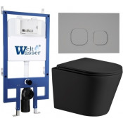 Подвесной унитаз с инсталляцией WeltWasser Bamberg 545 / Salzbach 043 MT-BL / Bamberg CR 10000012948 черный матовый