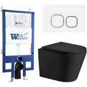 Подвесной унитаз с инсталляцией WeltWasser Bamberg 545 / Salzbach 043 MT-BL / Bamberg WT 10000012949 черный матовый