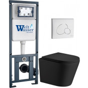 Подвесной унитаз с инсталляцией WeltWasser Marberg 410 / Salzbach 043 MT-BL / MAR 410 RD GL-WT 10000011548 черный матовый