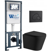 Подвесной унитаз с инсталляцией WeltWasser Marberg 410 / Salzbach 043 MT-BL / MAR 410 RD MT-BL 10000011549 черный матовый