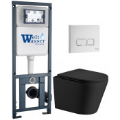Подвесной унитаз с инсталляцией WeltWasser Marberg 410 / Salzbach 043 MT-BL / MAR 410 SE GL-WT 10000011551 черный матовый